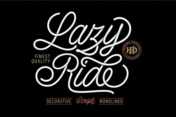 Lazy Ride Font: Mono-Linear Script for Handmade Brands